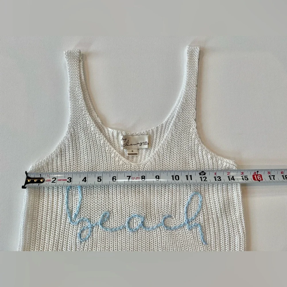 Vintage Havana Knit Tank Top with Blue 'Beach’ Embroidery Sweater Tank Small - Picture 8 of 9